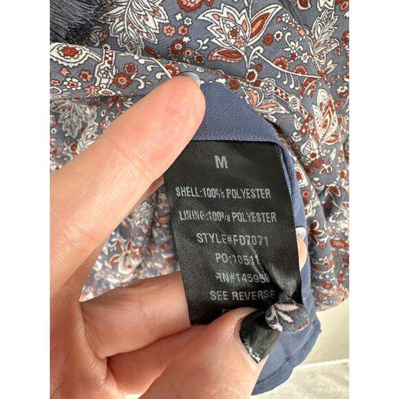 Dress Forum Dress Womens Medium Gray Floral Mini Tiered Boho Cottage Bohemian - Picture 5 of 8